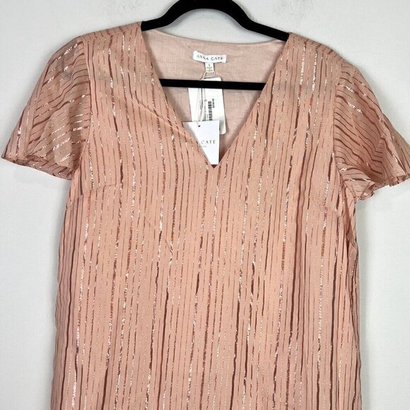 Anna Cate Dress Women S Veronica Metallic Peach Rose Gold Mini Dress - Picture 4 of 10